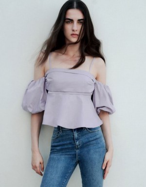 Purple Urban Revivo Off-Shoulder Women's Camisole | FRTOPY-247