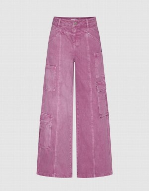 Purple Urban Revivo Straight With Pockets Women's Jeans | QHVZYJ-612