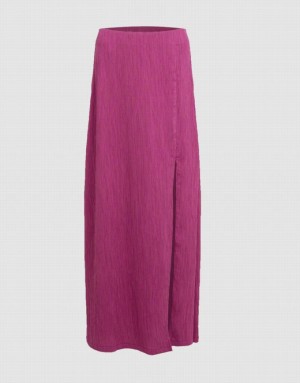 Purple Urban Revivo Textured Midi A-Line Women's Skirts | XEWFIU-306