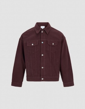 Red Urban Revivo Button Up Men's Denim Jackets | OGVERT-201