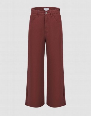 Red Urban Revivo Wide-Leg Women's Jeans | UYCXAW-579