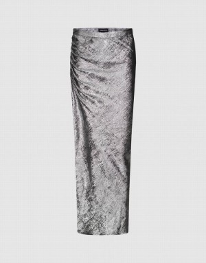 Silver Urban Revivo Ruched Wrapped Straight Women's Skirts | QTYUED-754