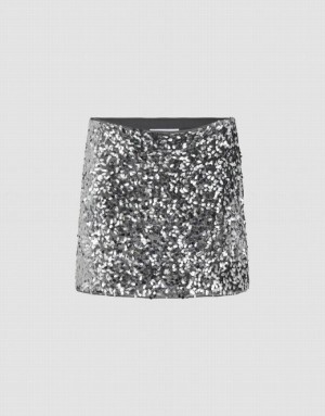 Silver Urban Revivo Sequins Mini Skinny Women's Skirts | SQEDKO-129