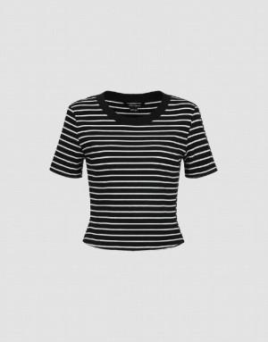 Stripes Urban Revivo Crew Neck Skinny Women's T-Shirts | KIJHNR-296