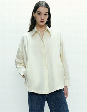 White Urban Revivo Button Up Straight Women's Jacket | LKGMAZ-093