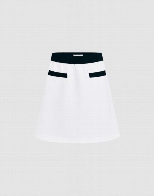 White Urban Revivo Contrast Trim Mini Women's Skirts | HWVNDE-870