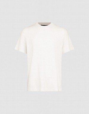 White Urban Revivo Crew Neck Straight Men's T-Shirts | QTWHSK-197