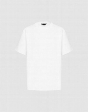 White Urban Revivo Crew Neck Straight Men's T-Shirts | BTSJUE-208