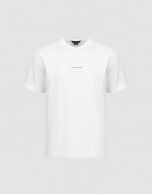 White Urban Revivo Crew Neck Straight Men's T-Shirts | WQSGOE-305