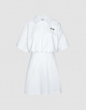 White Urban Revivo Letter Detail Women's Casual Dress | OAJTPD-504