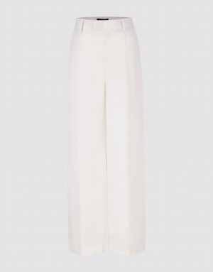 White Urban Revivo Linen Wide-Leg Women's Pants | JQWXVF-697