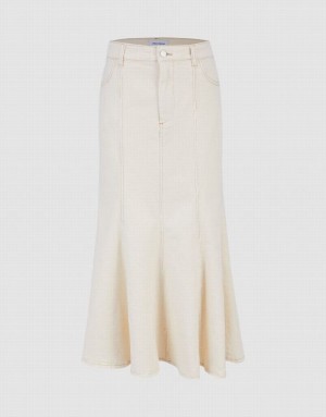 White Urban Revivo Midi Fishtail Women's Denim Skirt | MCVQLA-652