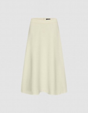 White Urban Revivo Midi Straight Women's Skirts | SFWZLP-521