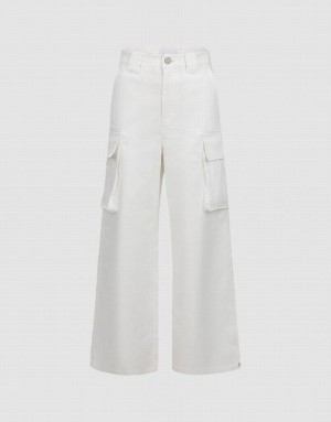 White Urban Revivo Multi-Pocket Straight Women's Pants | JBKGYH-490