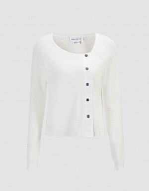 White Urban Revivo Plain Button Up Women's Cardigan | KWZMJD-251