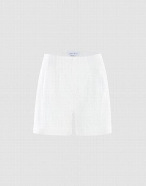 White Urban Revivo Plain Eyelet Women's Shorts | CJYZXH-421