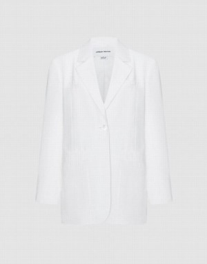 White Urban Revivo Plain Single Breasted Women's Blazers | QXOLGS-635