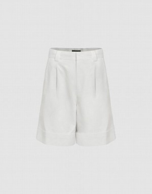 White Urban Revivo Roll Up Hem Women's Shorts | TAJQSV-620