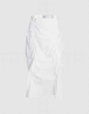 White Urban Revivo Ruched Women's Skirts | JUYVPM-895