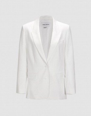 White Urban Revivo Single Breasted Women's Blazers | GEPMOK-208