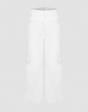 White Urban Revivo Straight Women's Pants | WUXSRH-479