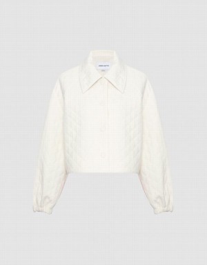 White Urban Revivo Textured Button Up Women's Jacket | ICULFD-724