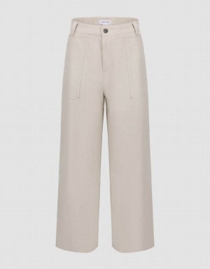 White Urban Revivo Wide-Leg Women's Pants | HWQICN-794