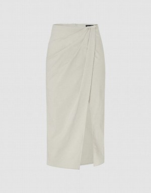 White Urban Revivo Wrapped Straight Women's Skirts | OLCAXJ-261