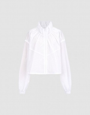 White Urban Revivo Zip Up Cropped Women's Jacket | ZVOMHN-381