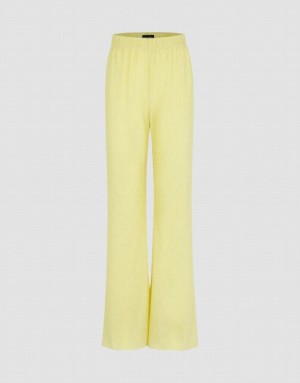 Yellow Urban Revivo Elastic Waist Knitted Flare Women's Pants | ZXEDBW-235