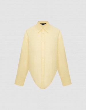 Yellow Urban Revivo Knot Hem Women's Shirts | ODIRQK-549