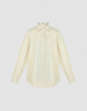 Yellow Urban Revivo Loose Long Sleeve Women's Shirts | EQSPJO-654