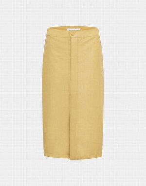 Yellow Urban Revivo Midi Straight Women's Skirts | IPYSAG-687