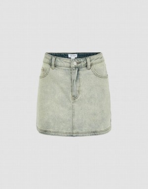 Yellow Urban Revivo Mini Straight Women's Denim Skirt | SNIUJX-182