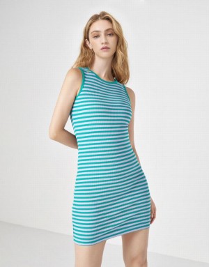 Yellow Urban Revivo Striped Sleeveless Bodycon Women's Knitted Dress | UADSNE-157