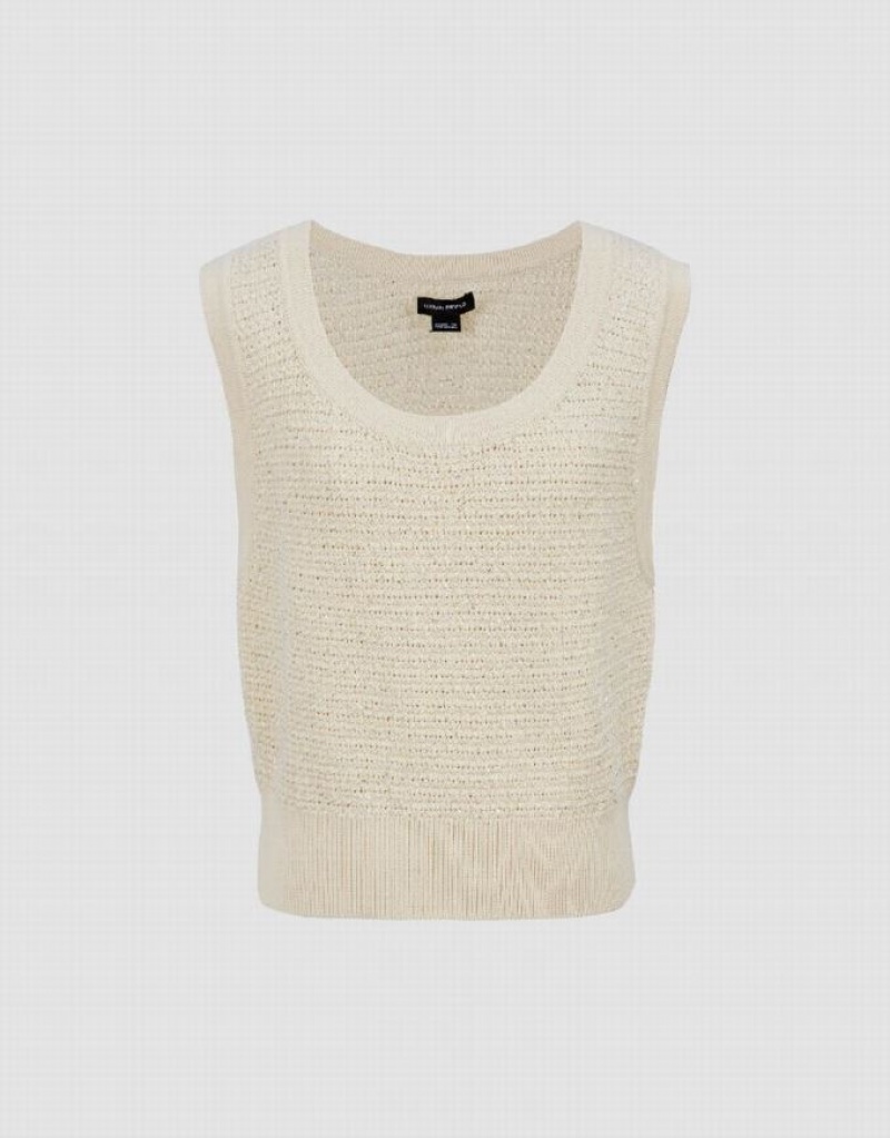 Beige Urban Revivo Crew Neck Knitted Women's Cardigan | ZUJRYL-803