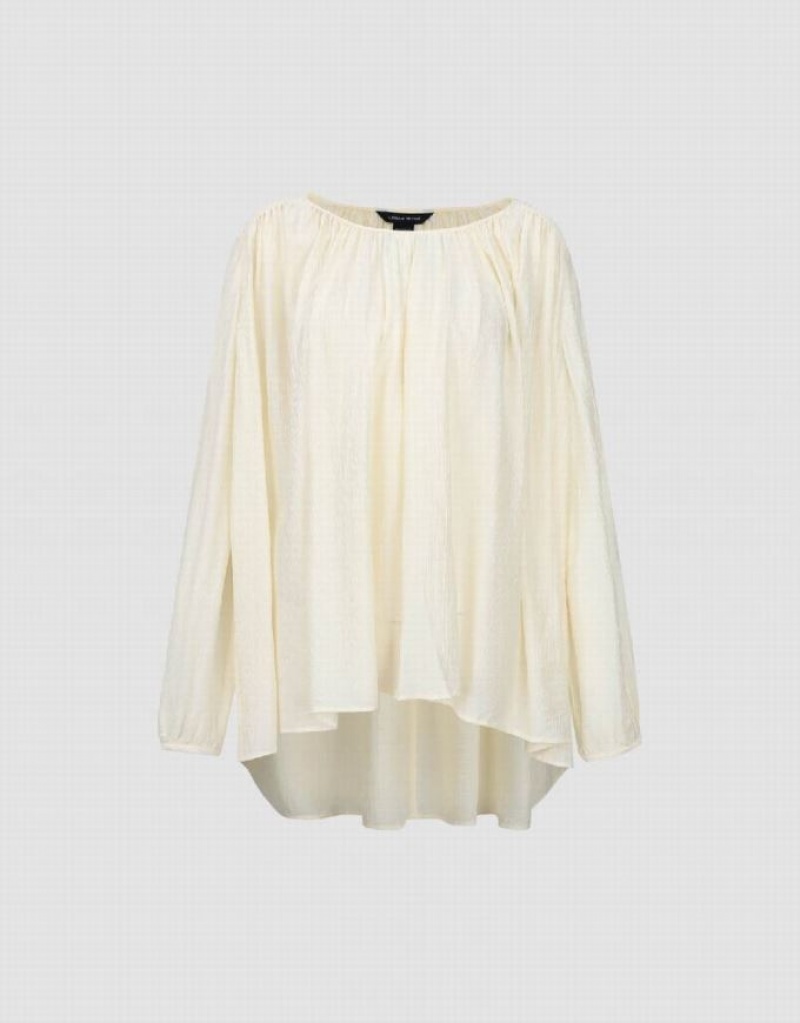 Beige Urban Revivo Crew Neck Overhead Women's Blouse | RLBJAQ-246