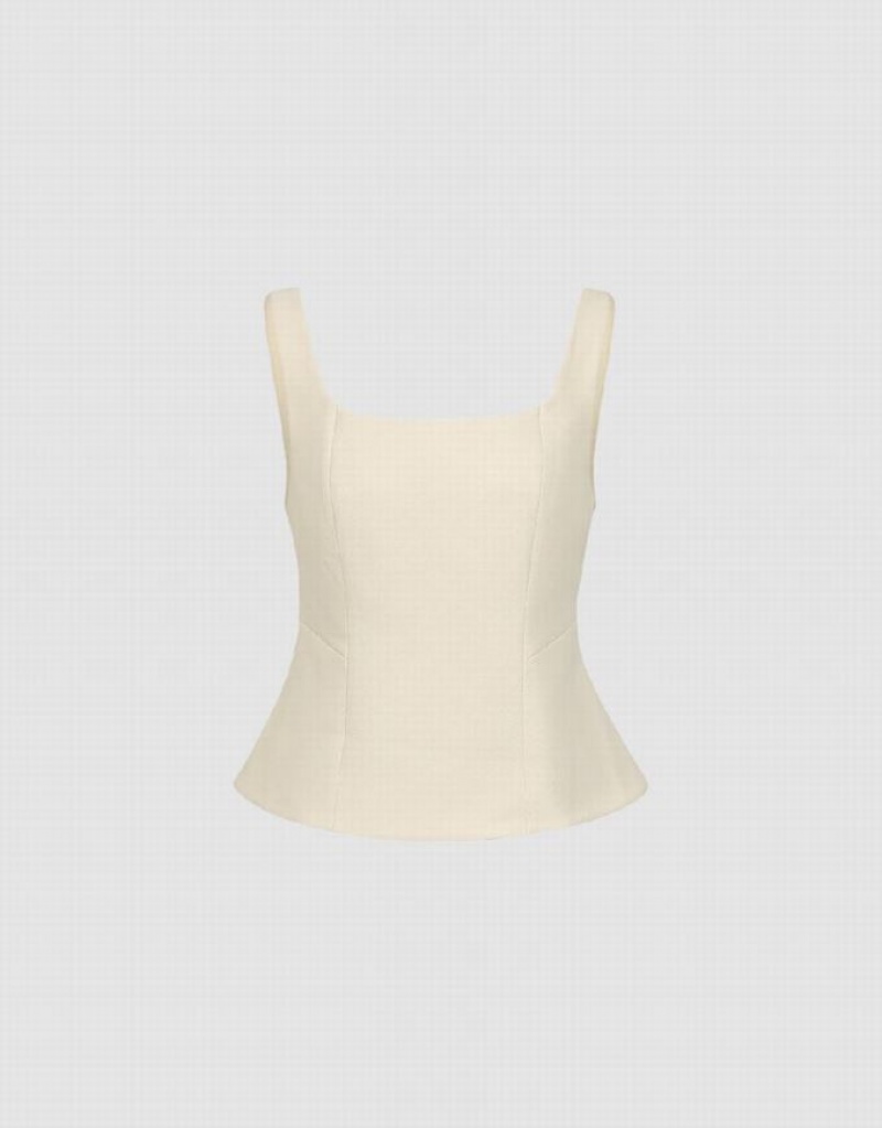 Beige Urban Revivo Square-cut Collar Women's Camisole | STPRUL-705