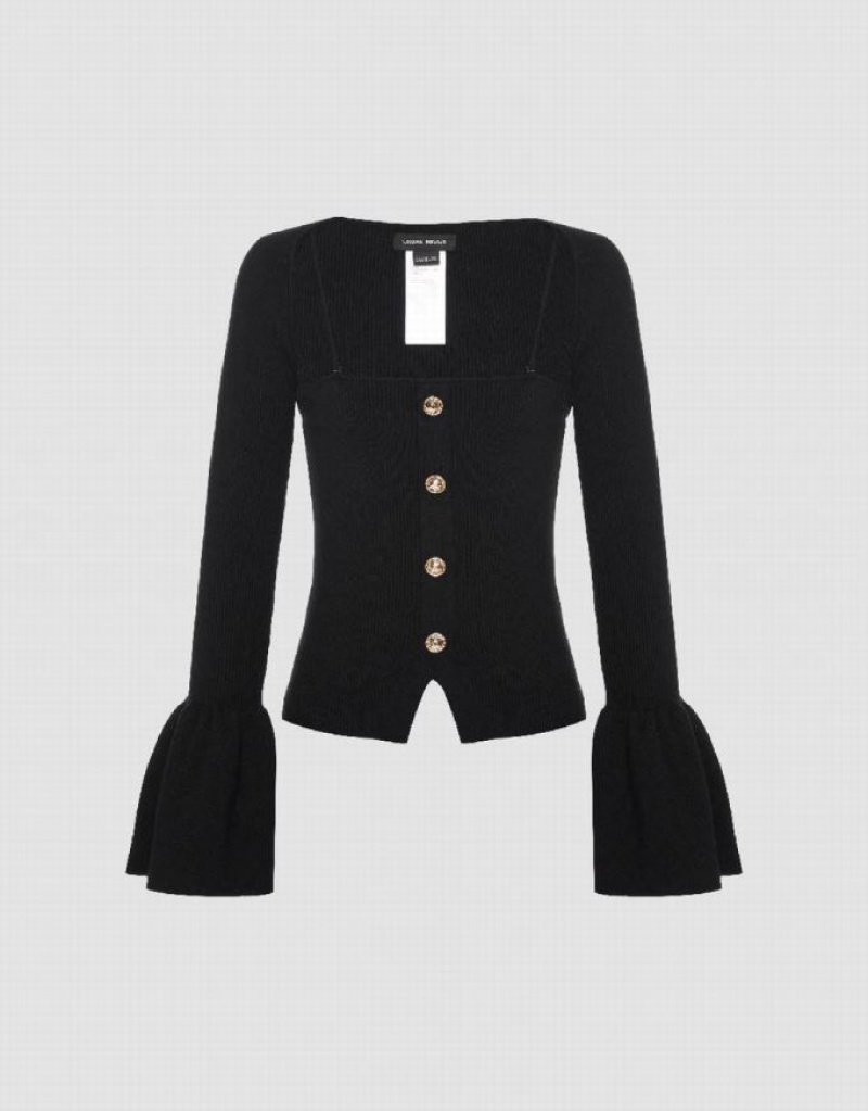 Black Urban Revivo 2 In 1 Square-cut Collar Knitted Women's Cardigan | LAXWJS-281