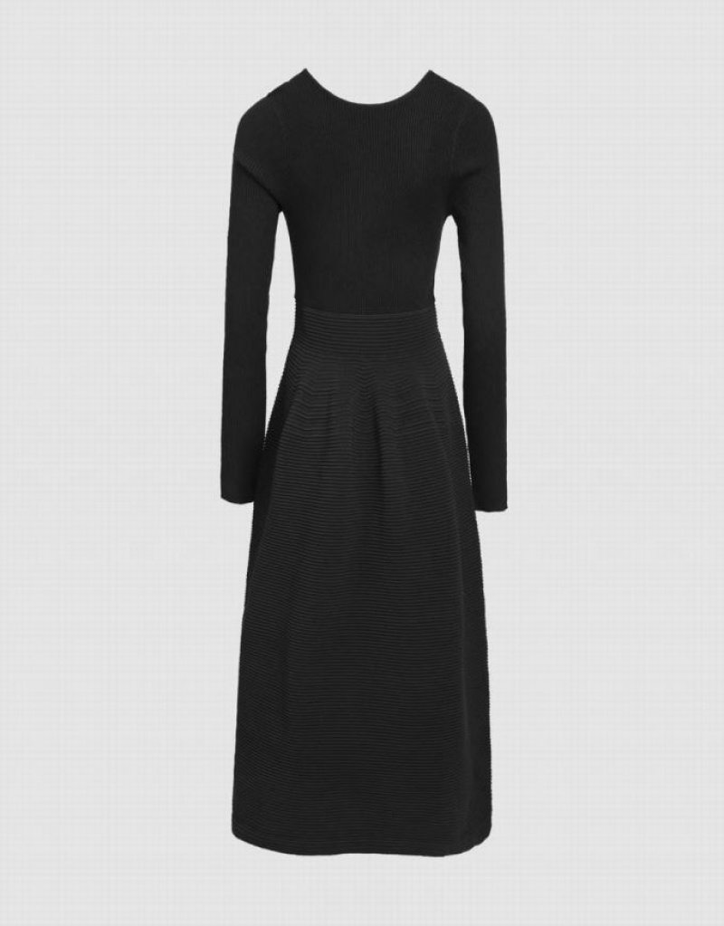 Black Urban Revivo Backless Midi Women's Knitted Dress | OBJNKA-526