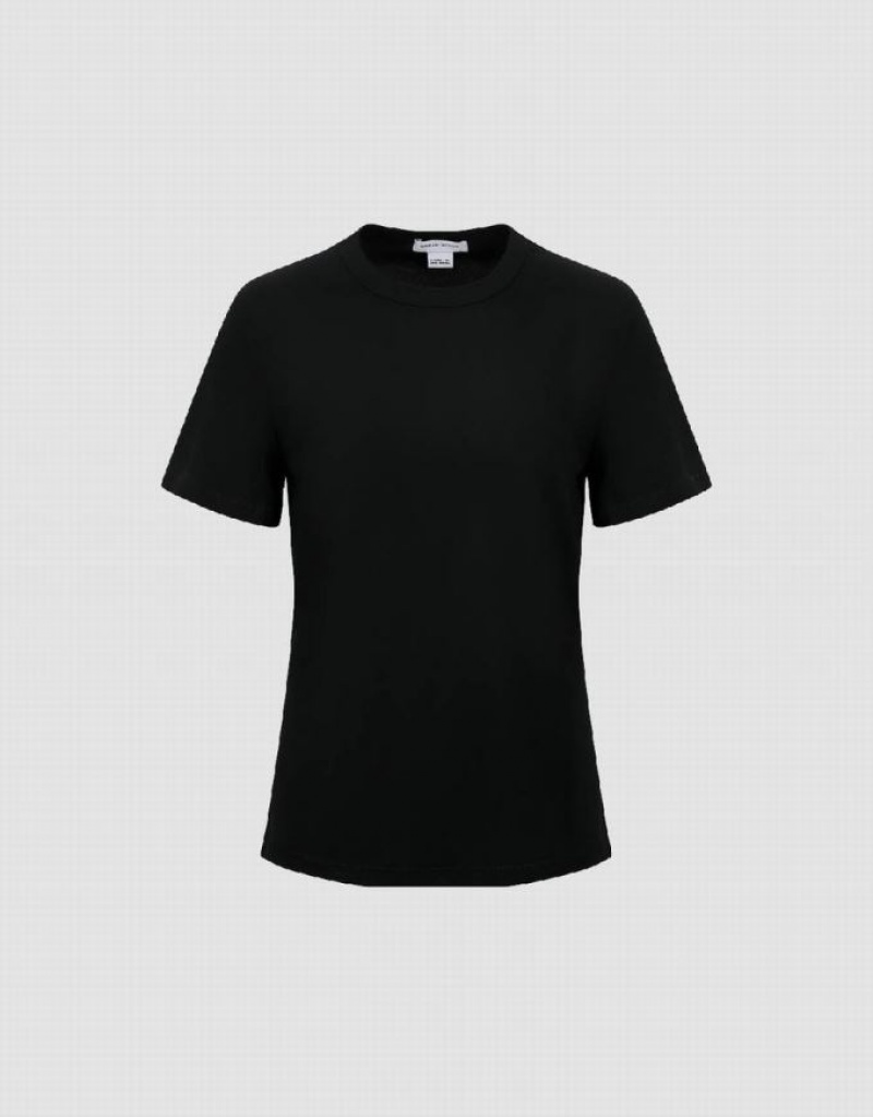 Black Urban Revivo Basic Crew Neck Women's T-Shirts | ABLJPT-059