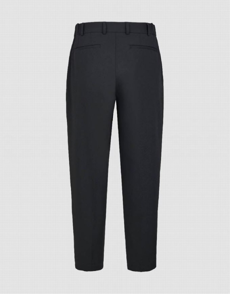 Black Urban Revivo Carrot Fit Men's Pants | LXHDCO-642