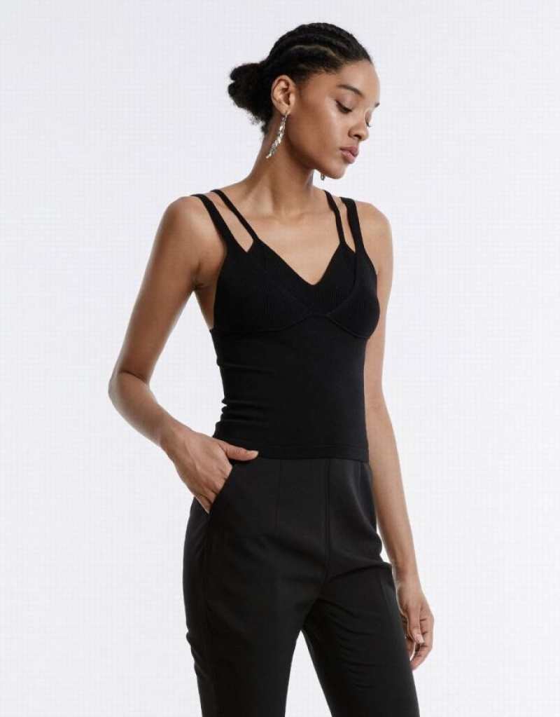 Black Urban Revivo Combination Women's Camisole | GKJFDL-938