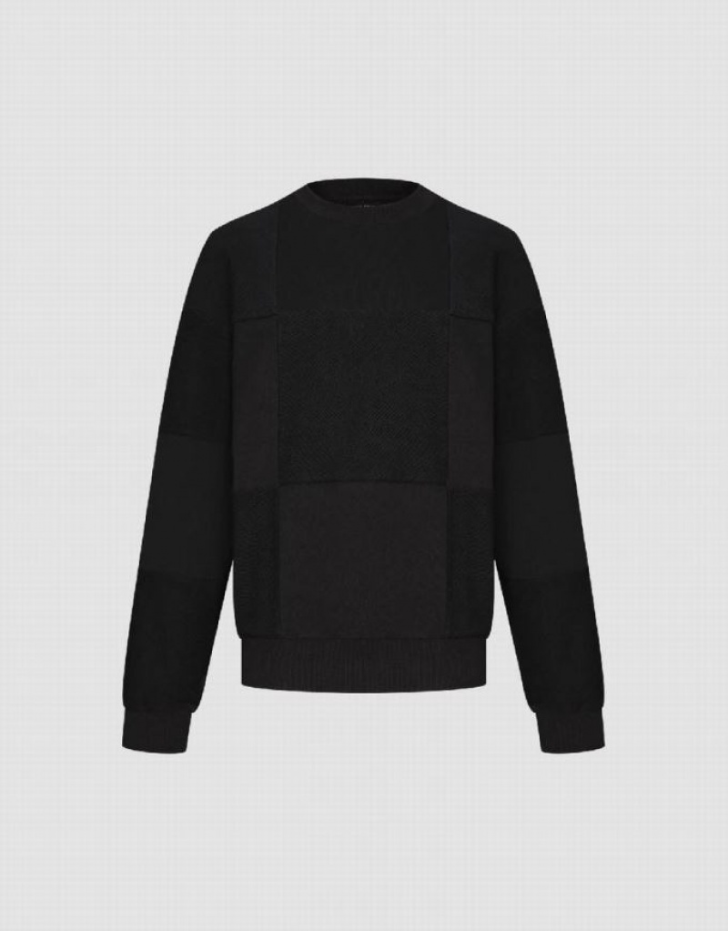 Black Urban Revivo Crew Neck Men's Sweatshirts | IGMABY-207