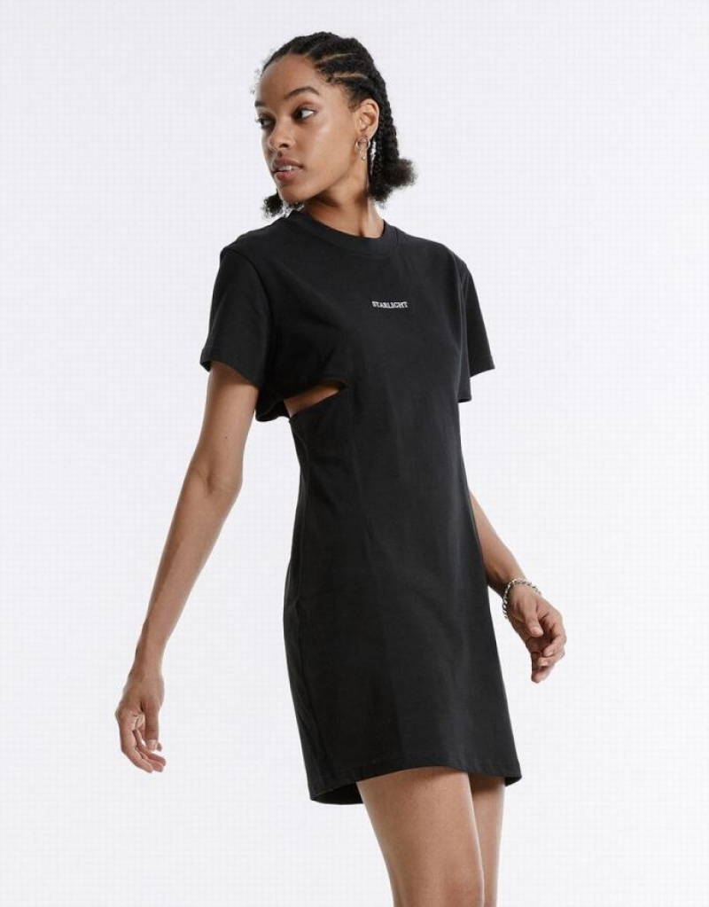 Black Urban Revivo Cut Out Letter Mini Women's Mini Dress | BYSHAT-405