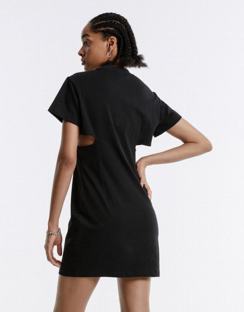 Black Urban Revivo Cut Out Letter Mini Women's Mini Dress | BYSHAT-405