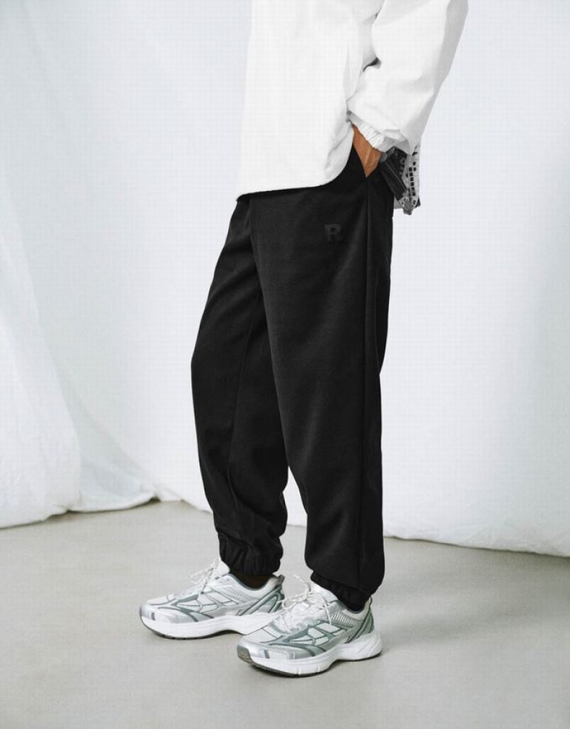 Black Urban Revivo Drawstring Waist Men's Joggers | AXLBJN-462