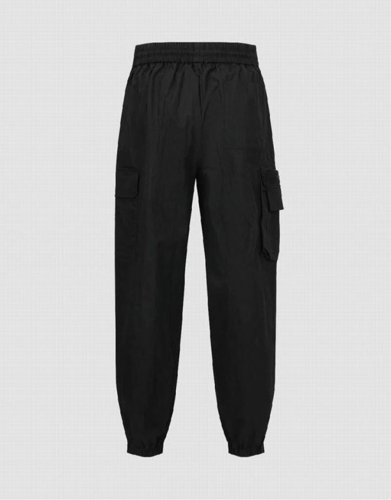 Black Urban Revivo Elastic Waist Men's Joggers | YVHTWU-645