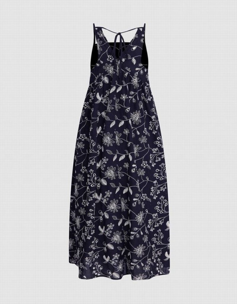 Black Urban Revivo Floral Sleeveless Midi Women's Midi Dress | UJHIAZ-734