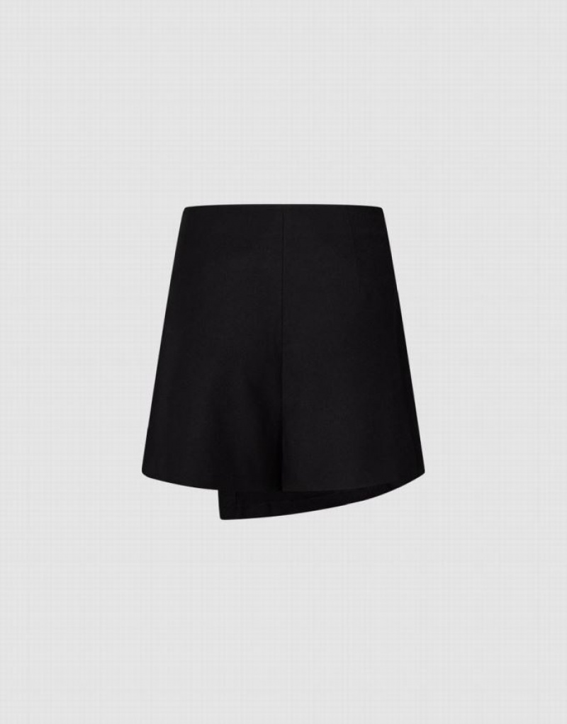 Black Urban Revivo Glamor Regular Skort Women's Shorts | QLFAIX-879